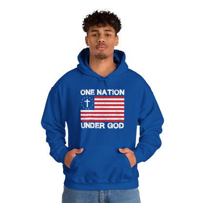 Christian Unisex Hooded Sweatshirt - One Nation Under God Design