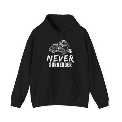 Motivational Unisex Hooded Sweatshirt - Never Surrender Design