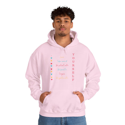 Motivational Unisex Hooded Sweatshirt - Love Yourself Design