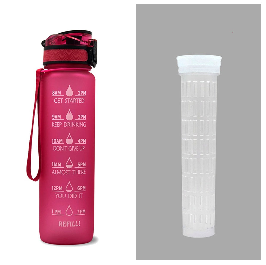 Hydrate Hourly Motivational Water Bottle - 1L Leakproof Tritan Bottle with Time Markers & Bounce Cover