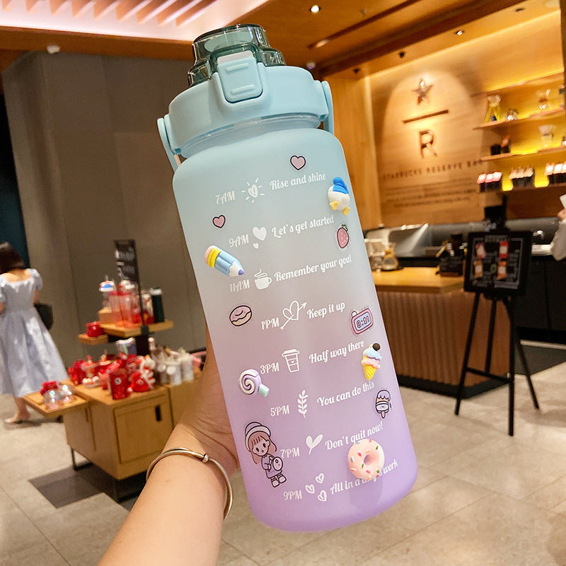 Conquer Your Day with This 2L Motivational Water Bottle with Straw & Fun Stickers!