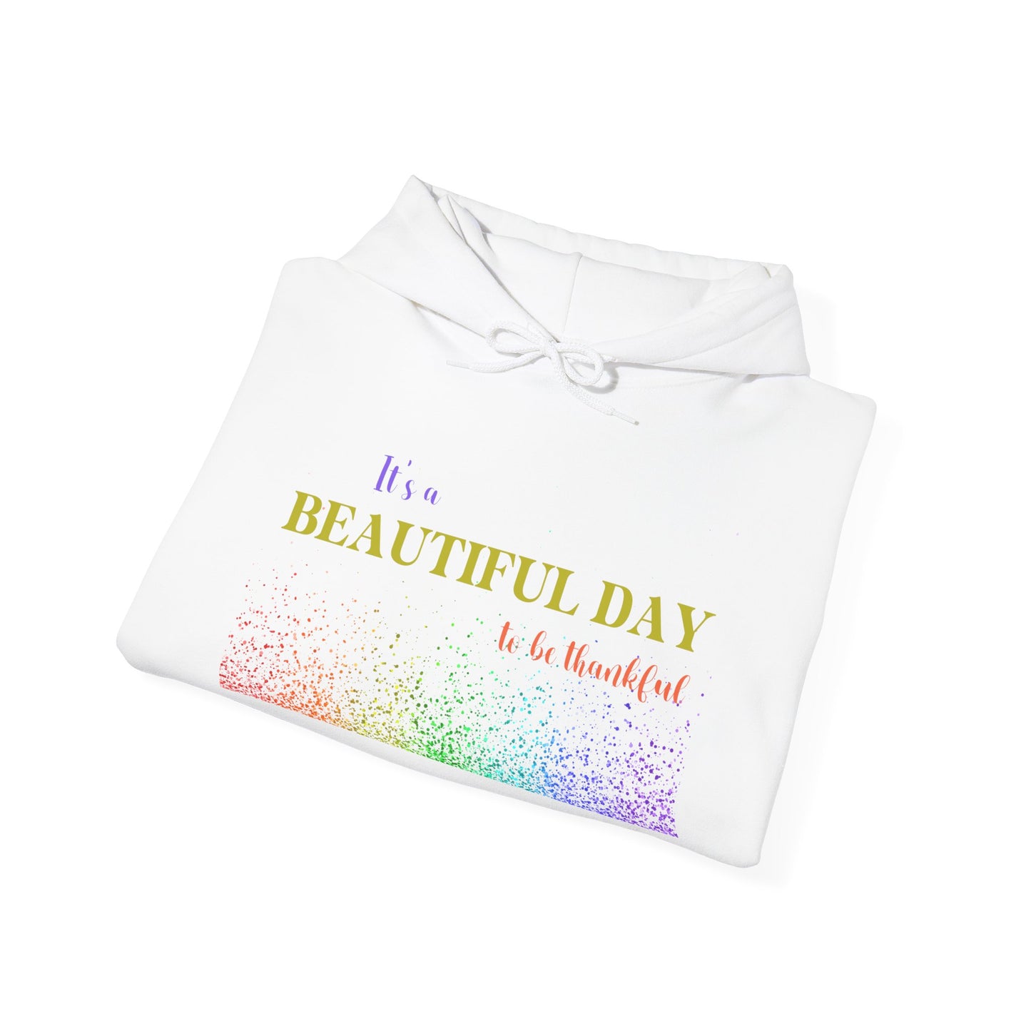 Christian Unisex Hooded Sweatshirt - It's A Beautiful Day To Be Thankful Design