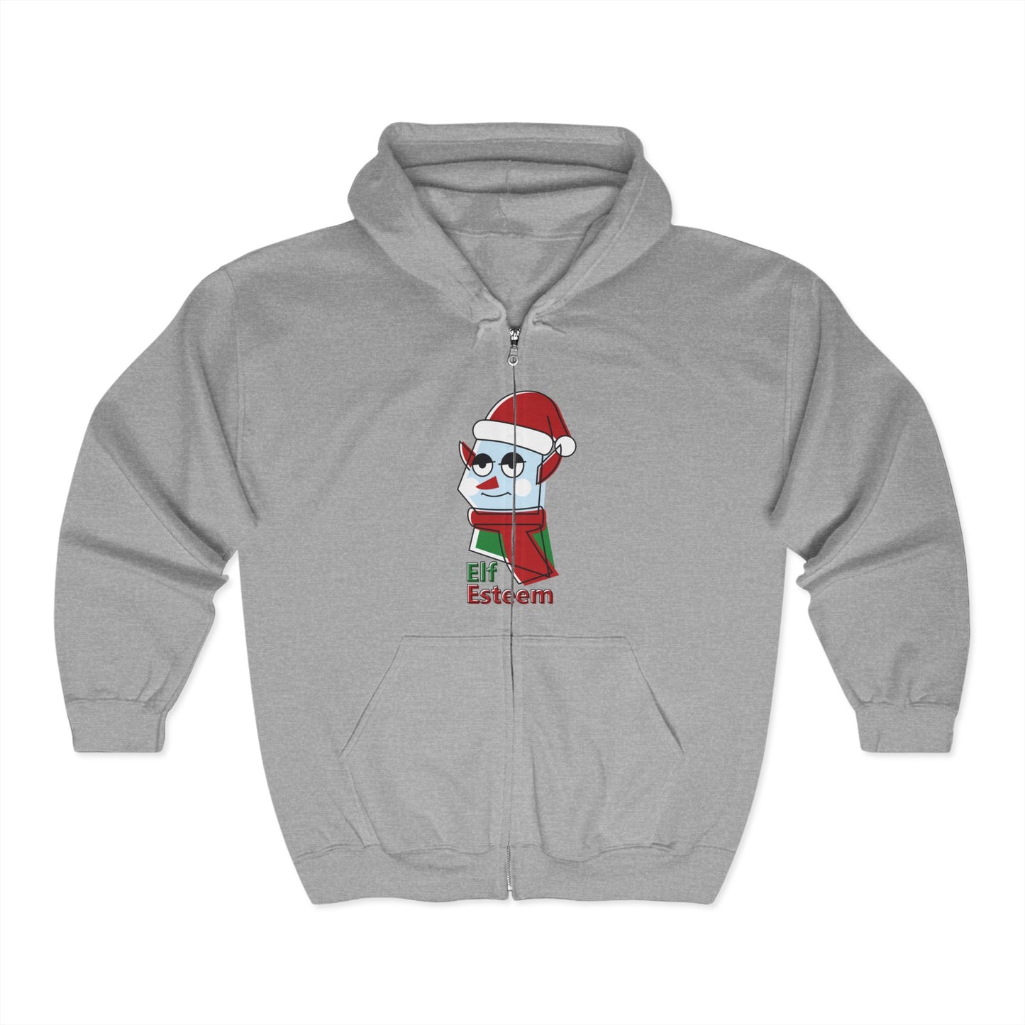 Christmas Unisex Full Zip Hooded Sweatshirt - Elf Esteem Design
