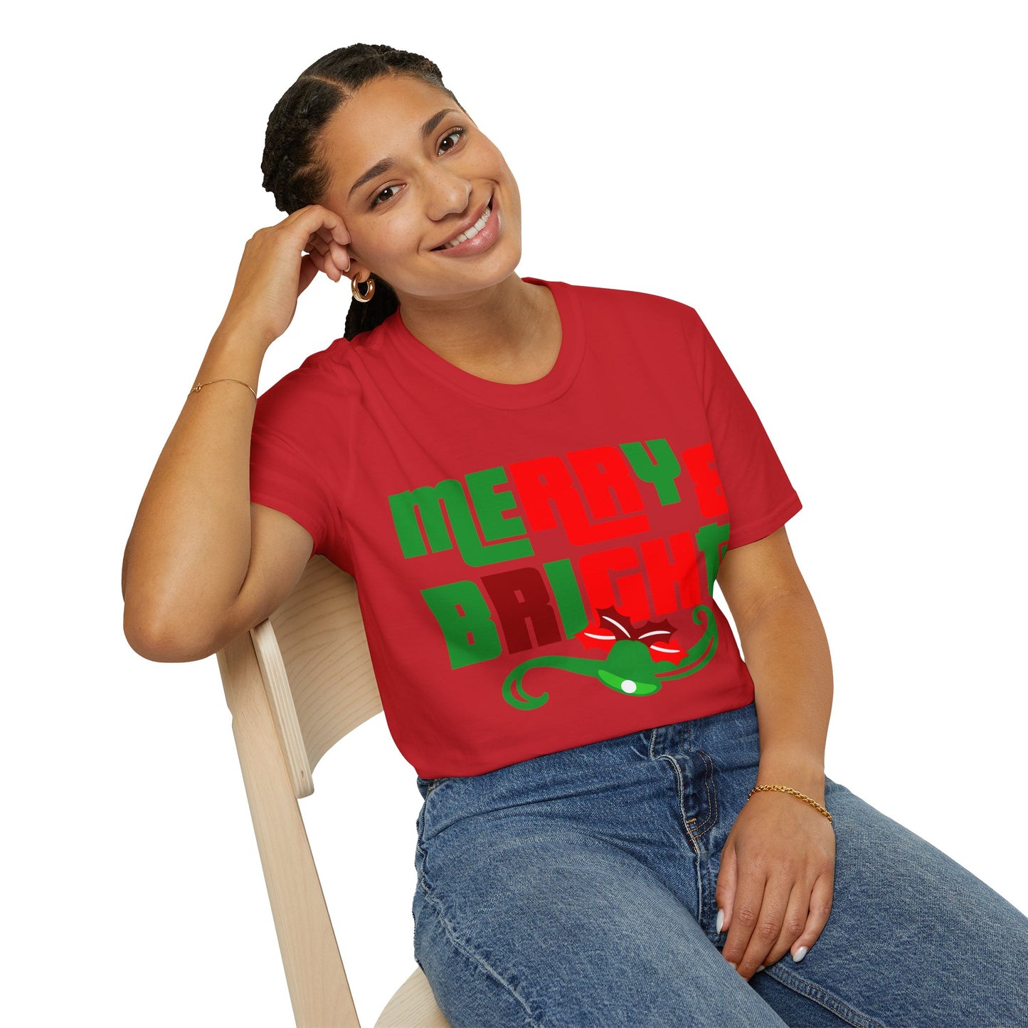 Christmas Unisex T-Shirt - Merry and Bright Bold Design