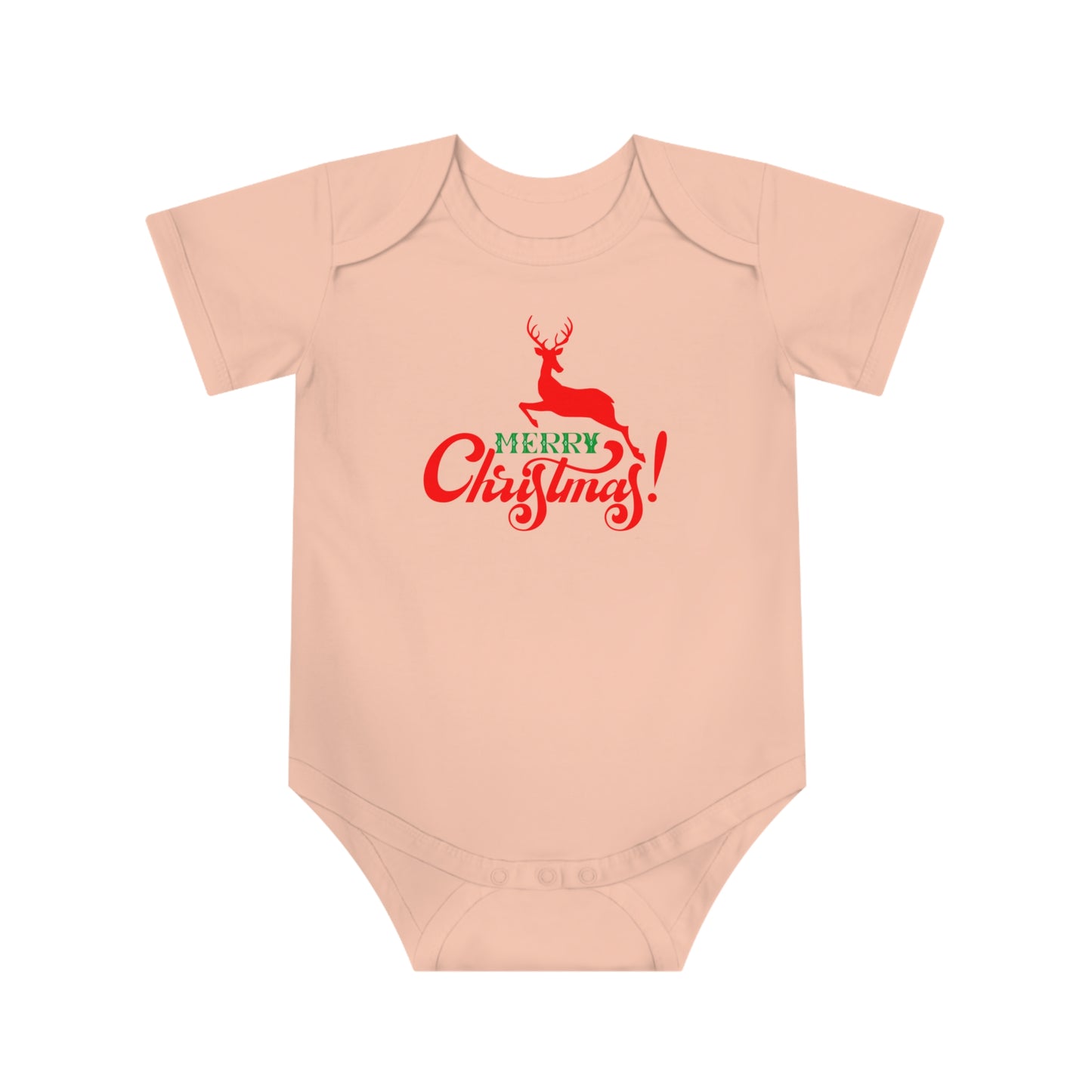 Christmas Baby Bodysuit - Merry Christmas Reindeer Design