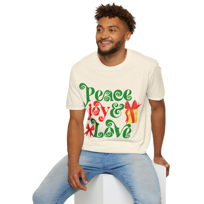 Christmas Unisex T-Shirt - Peace Joy and Love Design