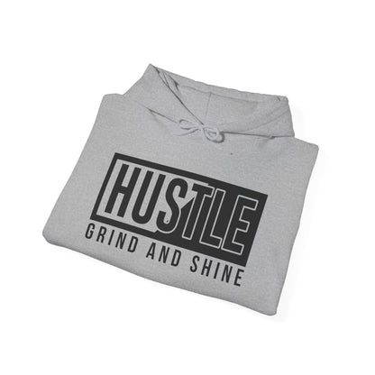 Motivational Unisex Hooded Sweatshirt - Hustle Grind and Shine Design