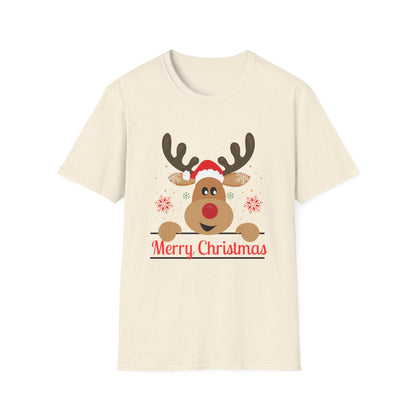 Christmas Unisex T-Shirt - Smiling Christmas Reindeer Design