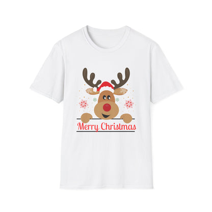 Christmas Unisex T-Shirt - Smiling Christmas Reindeer Design