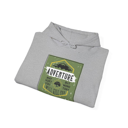 Motivational Unisex Hooded Sweatshirt - Adventure May Hurt You Design