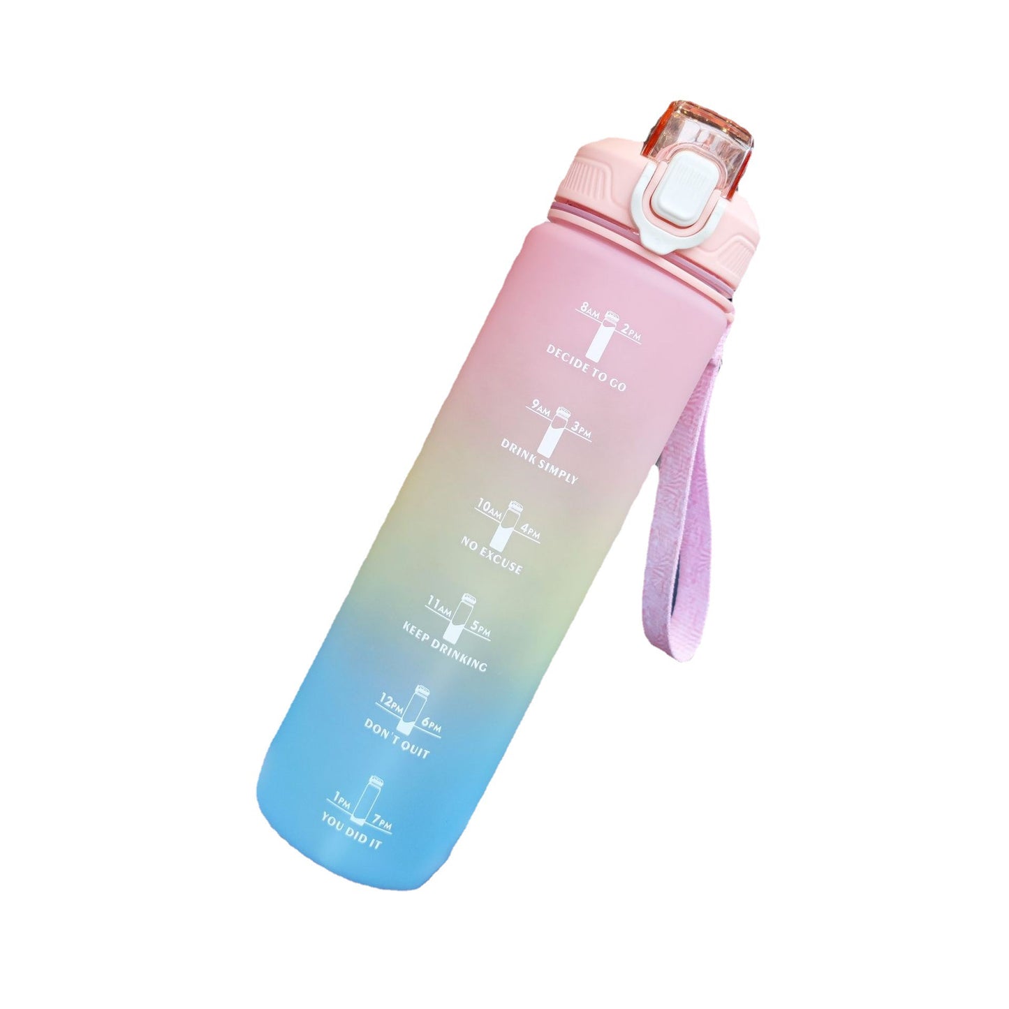 Level Up Your Hydration: 1L Leakproof Motivational Water Bottle with Duckbill Straw & Gradient Finish