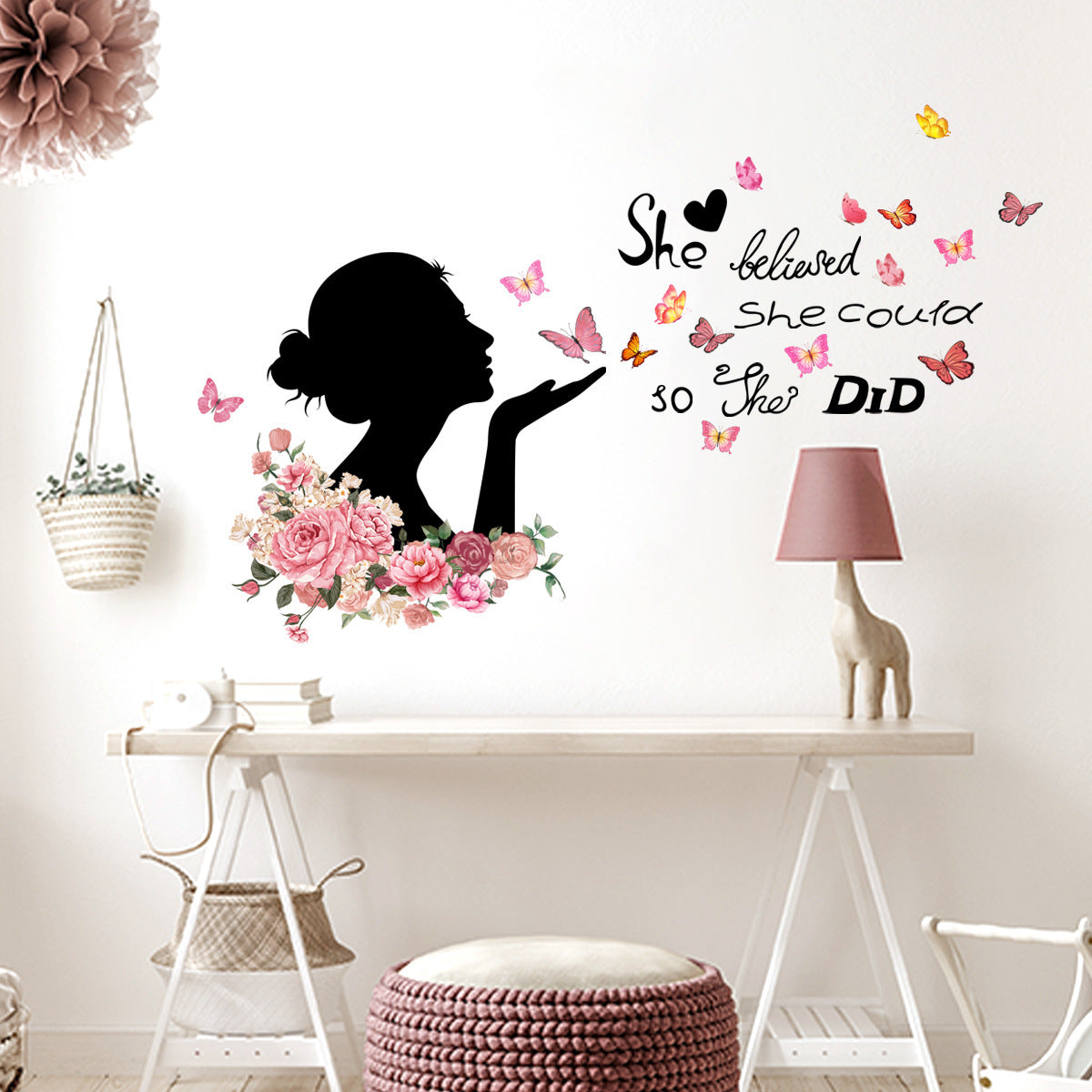 "She Believed She Could" Butterfly Wall Decal: Inspire Her Dreams