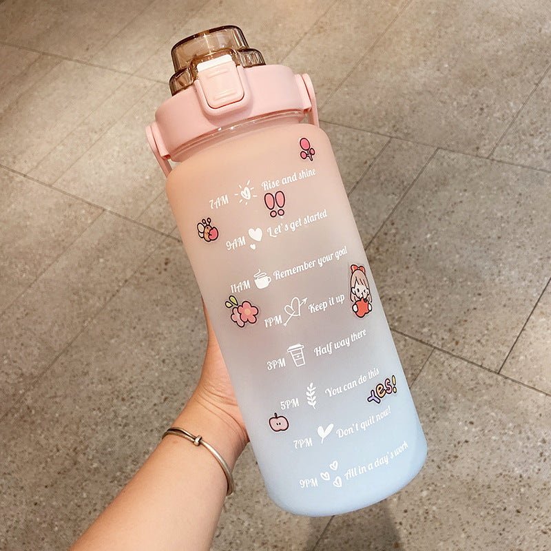 Conquer Your Day with This 2L Motivational Water Bottle with Straw & Fun Stickers!