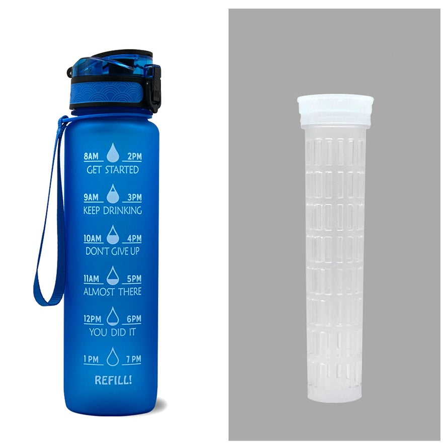 Hydrate Hourly Motivational Water Bottle - 1L Leakproof Tritan Bottle with Time Markers & Bounce Cover