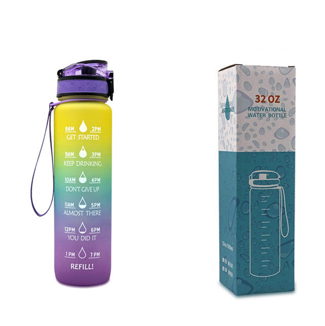 Hydrate Hourly Motivational Water Bottle - 1L Leakproof Tritan Bottle with Time Markers & Bounce Cover