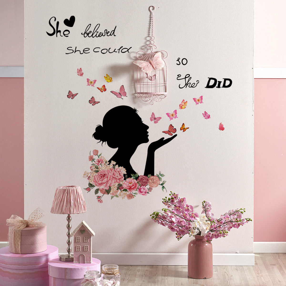 "She Believed She Could" Butterfly Wall Decal: Inspire Her Dreams