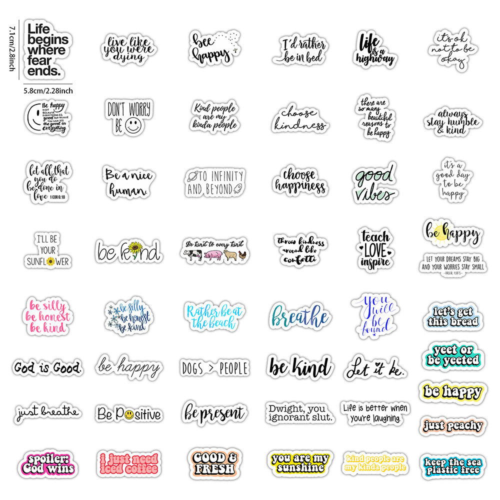 Unleash Your Happy: 50 pcs Waterproof Inspirational Quote Stickers!