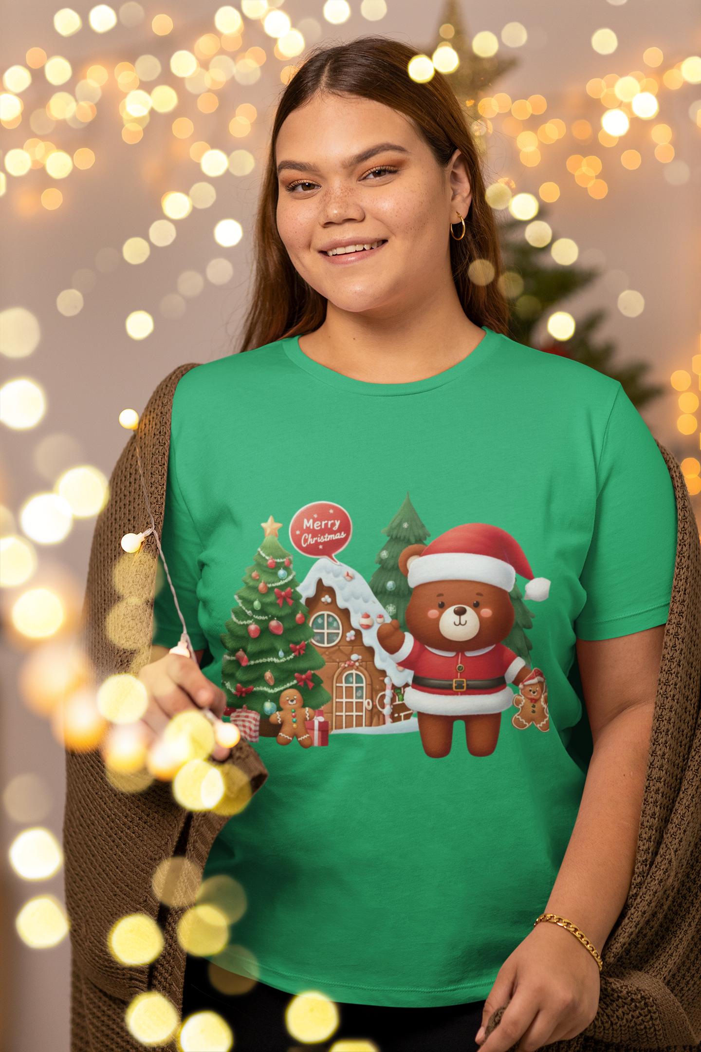 Festive Bear in the Woods Christmas T-Shirt - Unisex - Motivational Treats