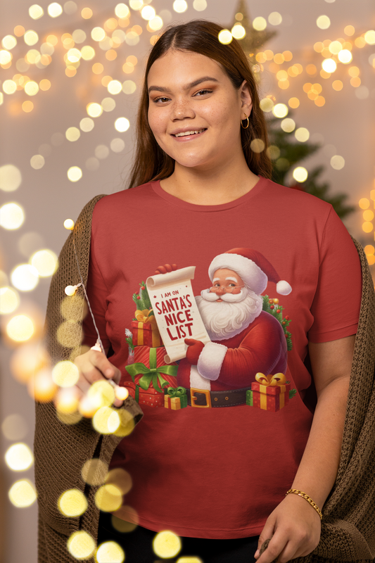 Santa's Nice List and Gifts Christmas T-Shirt - Unisex - Motivational Treats