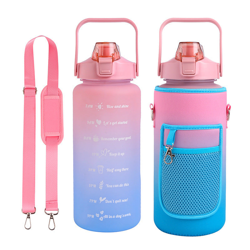 2L Leakproof Motivational Water Bottle with Protective Neoprene Sleeve