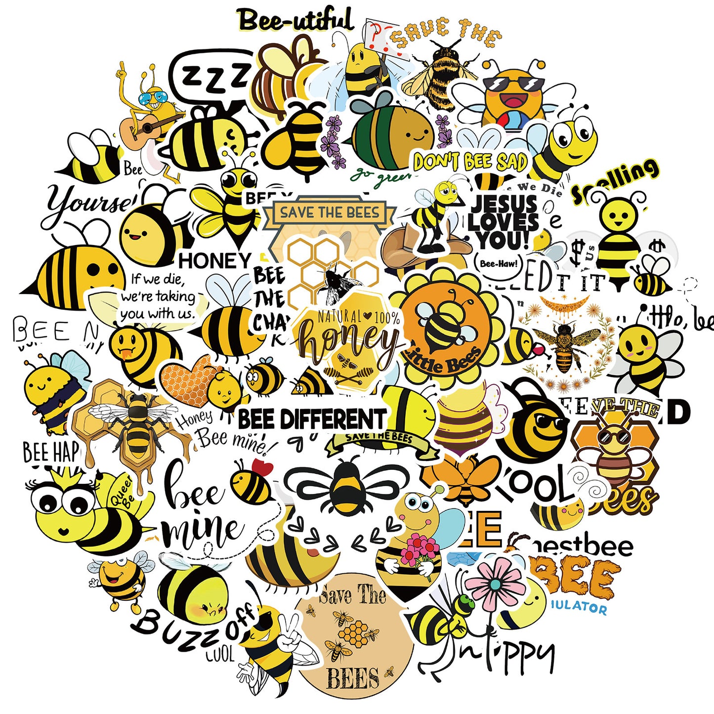 Buzz into Inspiration with 50 pcs Bee Doodle Stickers!