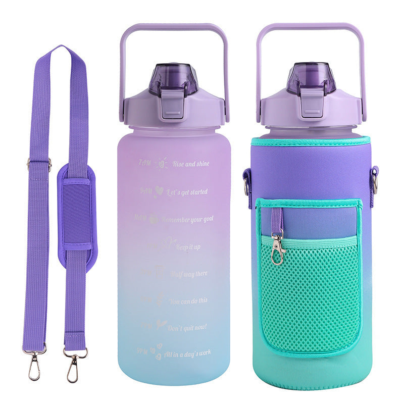 2L Leakproof Motivational Water Bottle with Protective Neoprene Sleeve