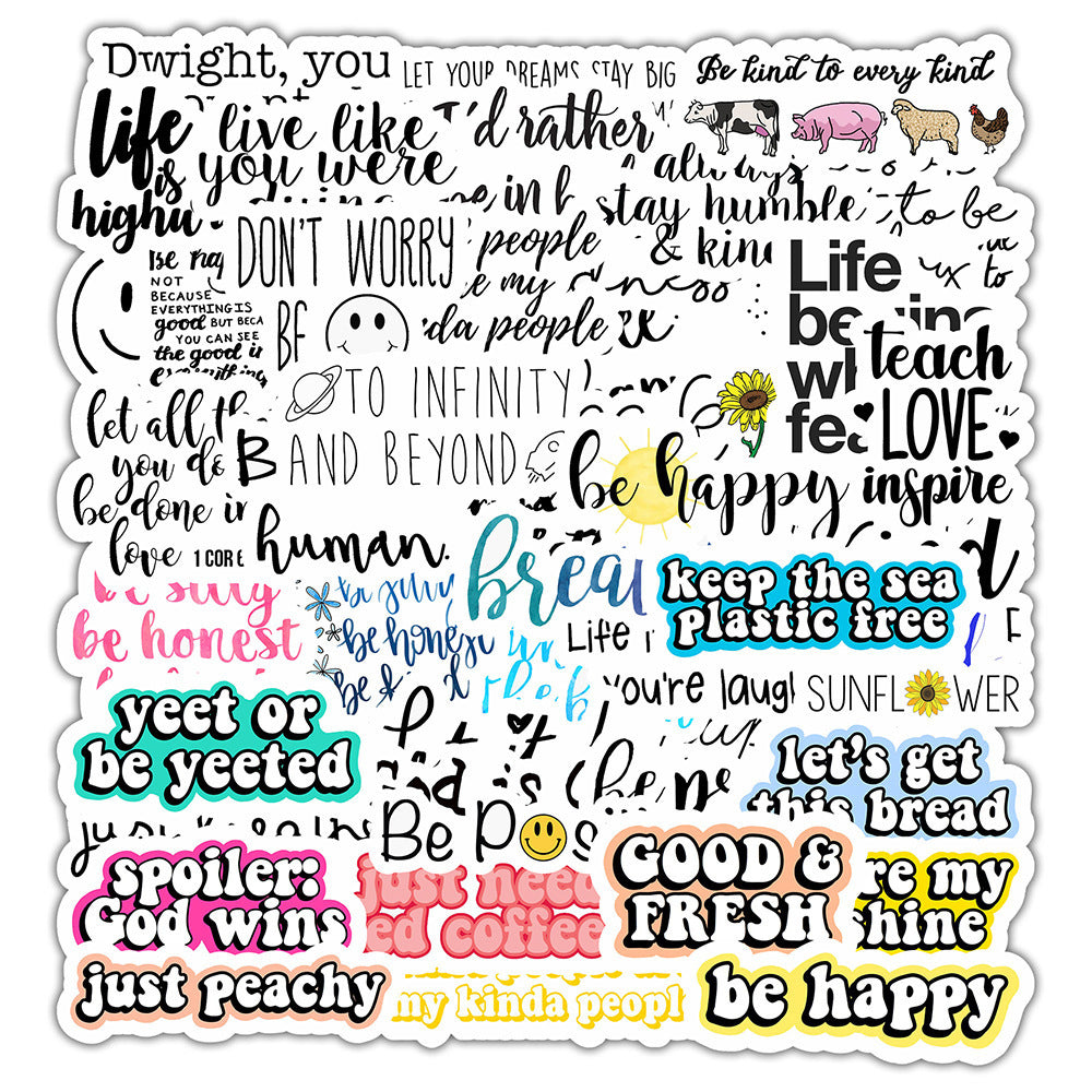 Unleash Your Happy: 50 pcs Waterproof Inspirational Quote Stickers!