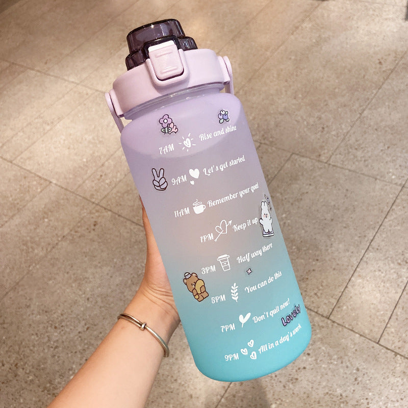 Conquer Your Day with This 2L Motivational Water Bottle with Straw & Fun Stickers!