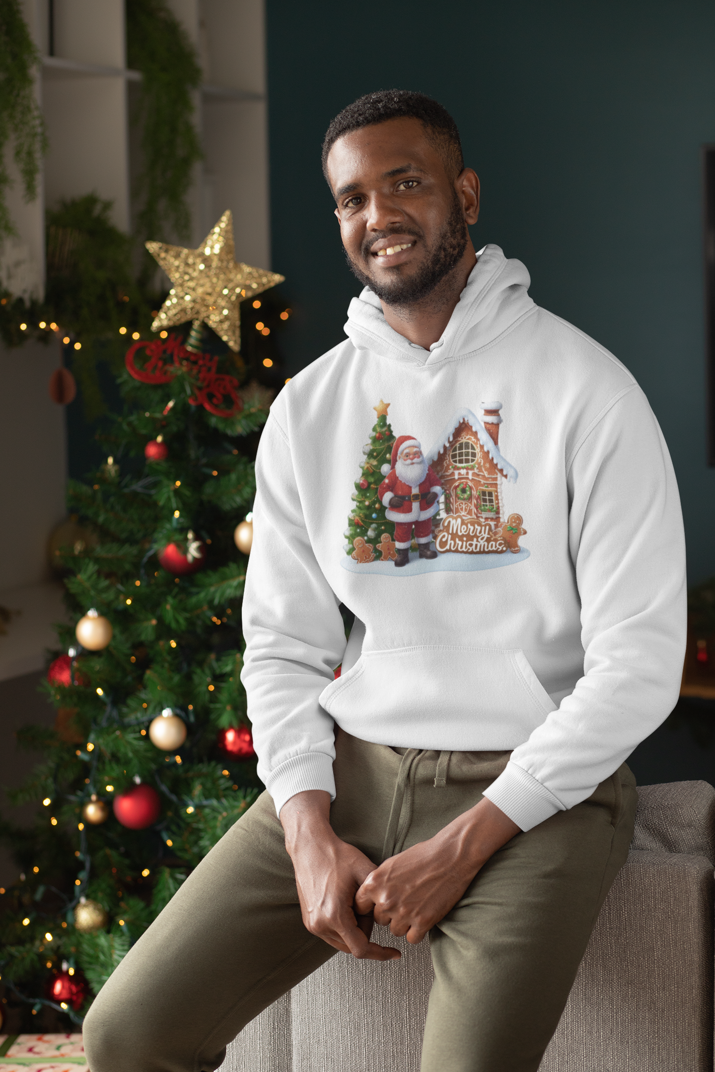 Santa and the Gingerbread House Christmas Hoodie - Unisex - Motivational Treats