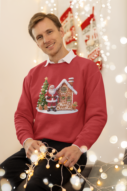 Santa and the Gingerbread House Christmas Sweatshirt - Unisex - Motivational Treats
