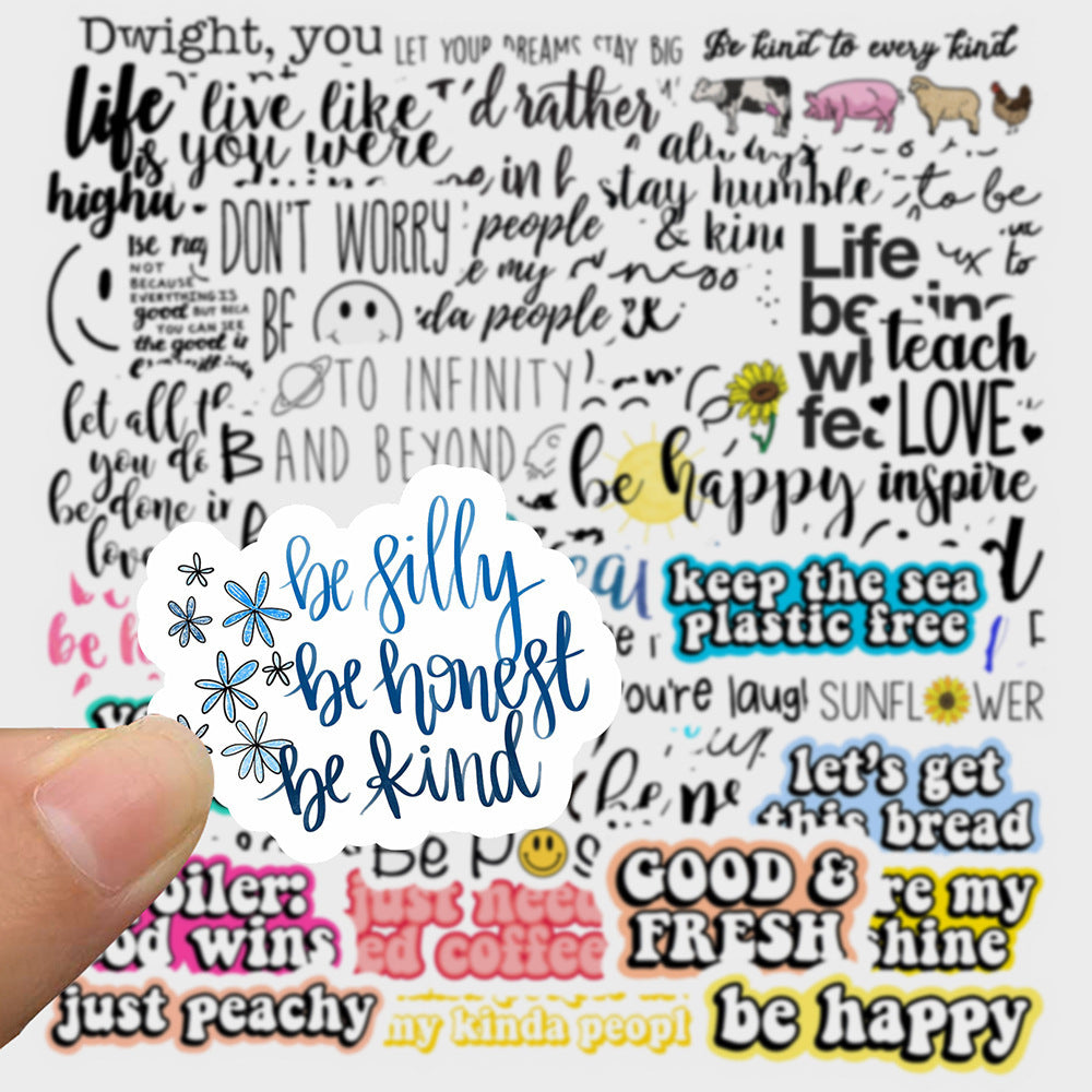 Unleash Your Happy: 50 pcs Waterproof Inspirational Quote Stickers!