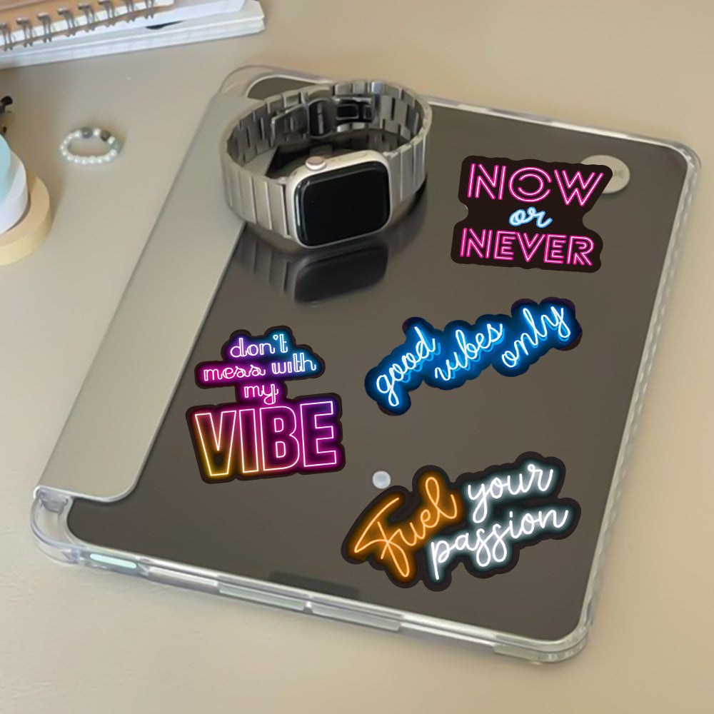 Light Up Your Life with 50 pcs Neon Motivational Stickers!