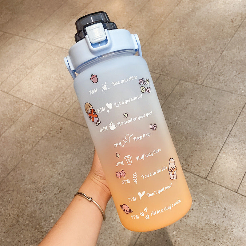 Conquer Your Day with This 2L Motivational Water Bottle with Straw & Fun Stickers!