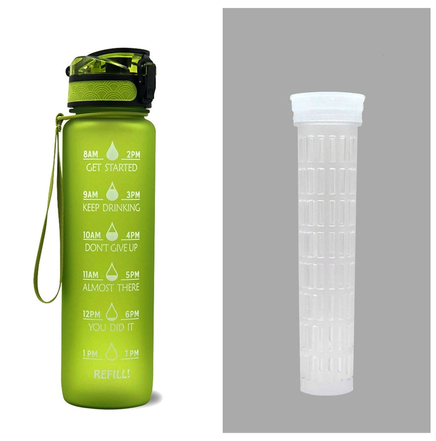 Hydrate Hourly Motivational Water Bottle - 1L Leakproof Tritan Bottle with Time Markers & Bounce Cover