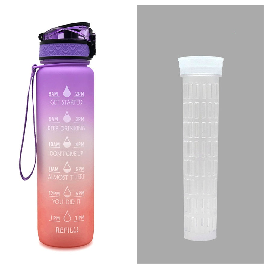 Hydrate Hourly Motivational Water Bottle - 1L Leakproof Tritan Bottle with Time Markers & Bounce Cover