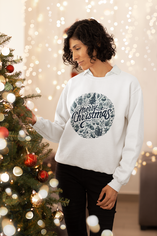 Merry Christmas Abstract Seamless Pattern Christmas Sweatshirt - Unisex - Motivational Treats
