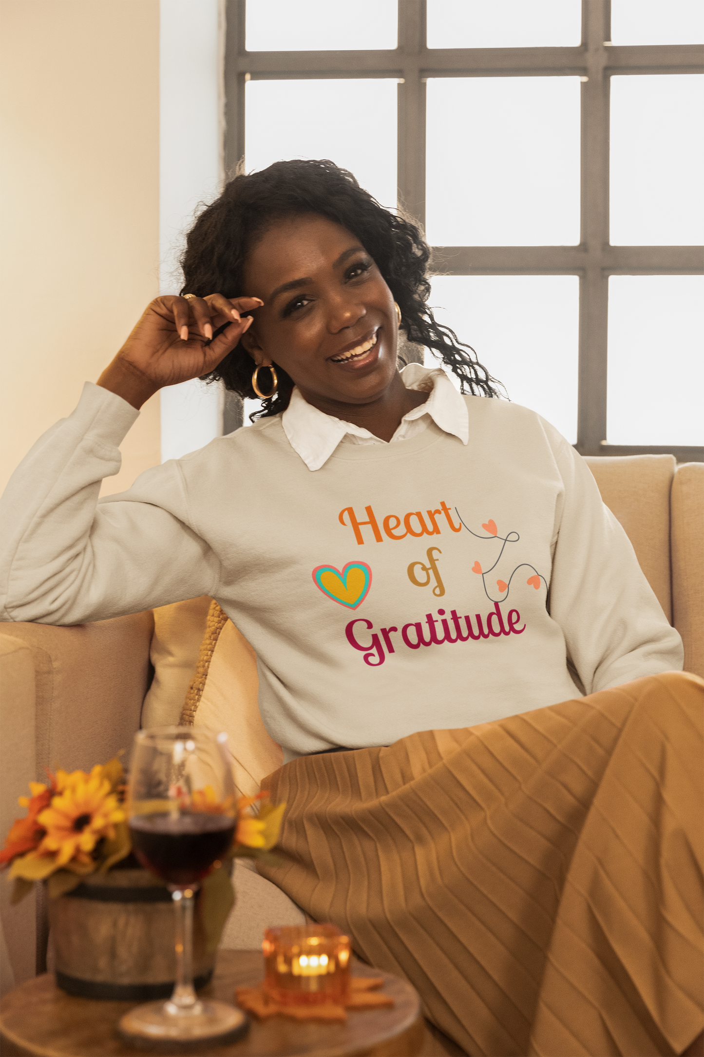 Heart of Gratitude on a String Thanksgiving Sweatshirt - Unisex - Motivational Treats