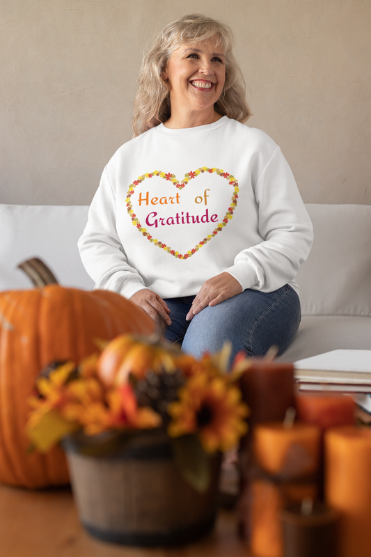 Heart of Gratitude Flower Heart Thanksgiving Sweatshirt - Unisex - Motivational Treats