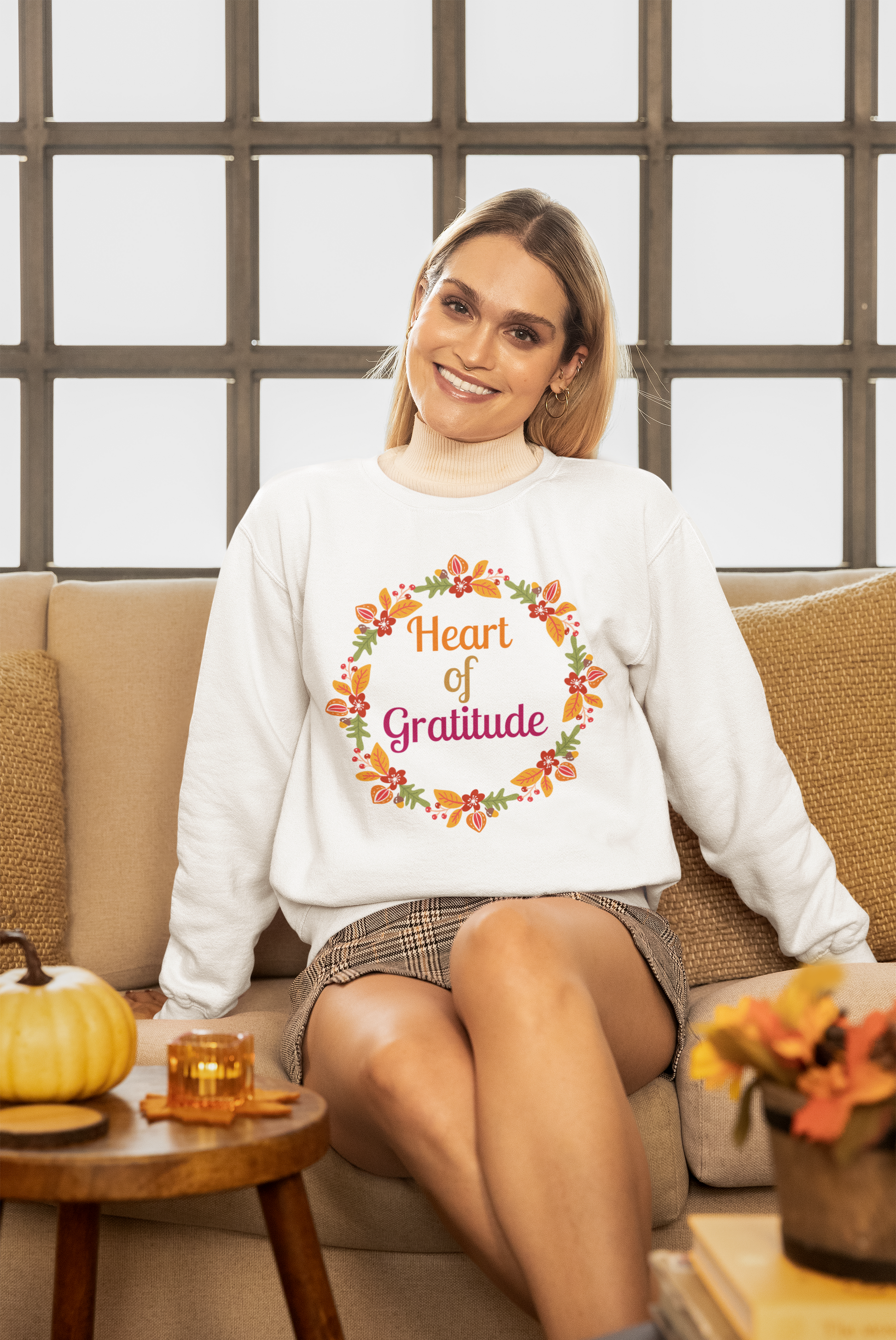 Heart of Gratitude Flower Circle Thanksgiving Sweatshirt - Unisex - Motivational Treats