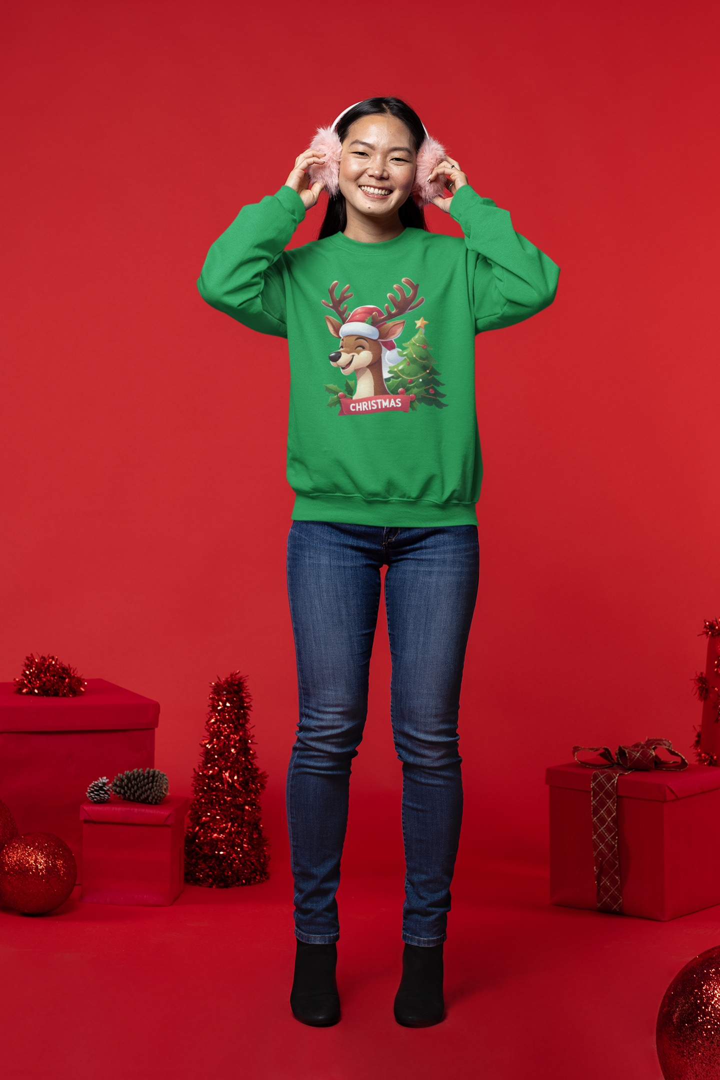 Reindeer Christmas Sweatshirt - Unisex - Motivational Treats