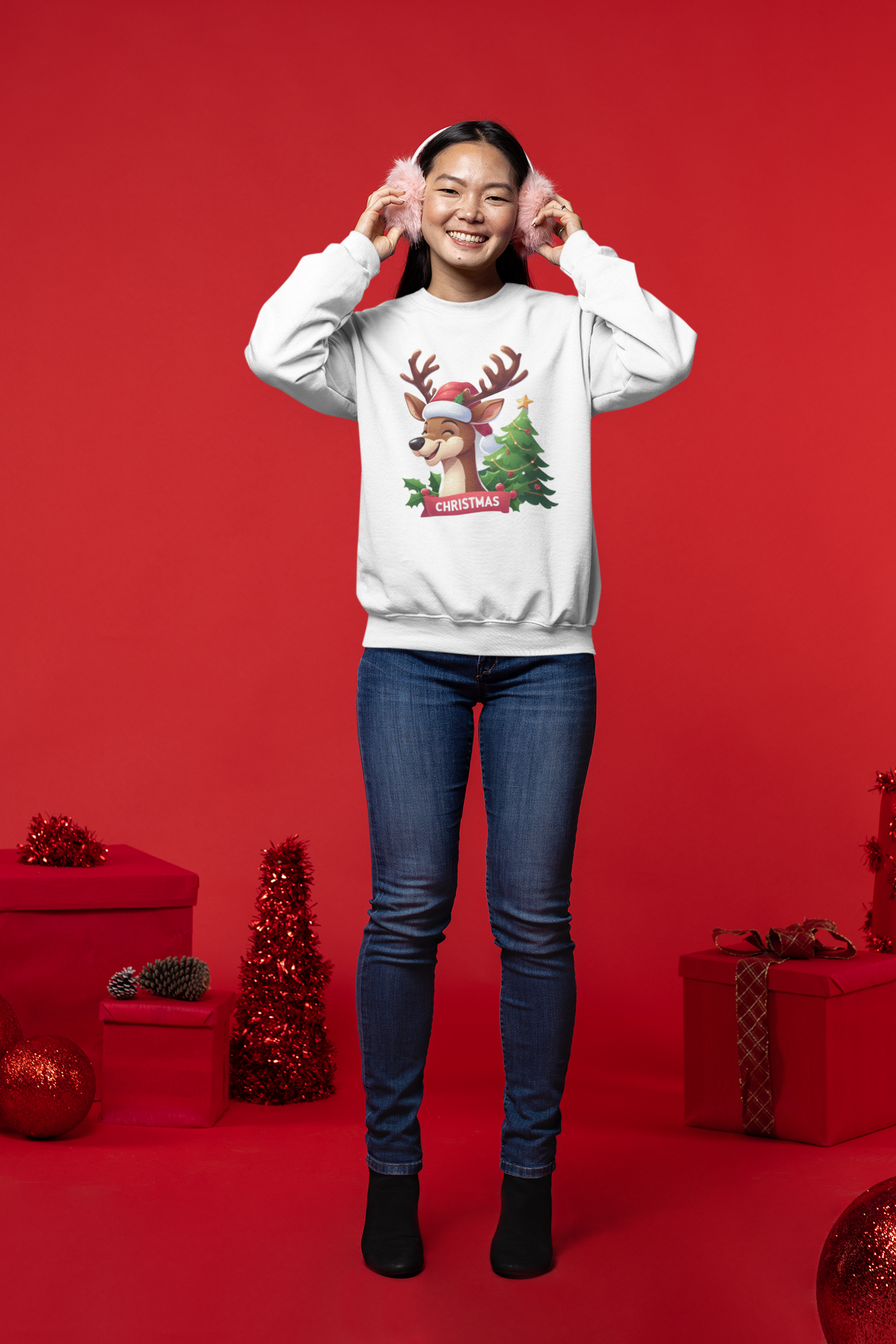 Reindeer Christmas Sweatshirt - Unisex - Motivational Treats